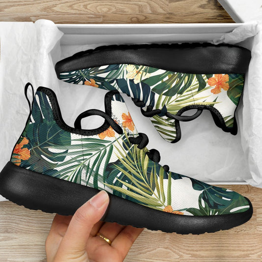 Summer Hawaiian Leaves Pattern Print Mesh Knit Shoes GearFrost