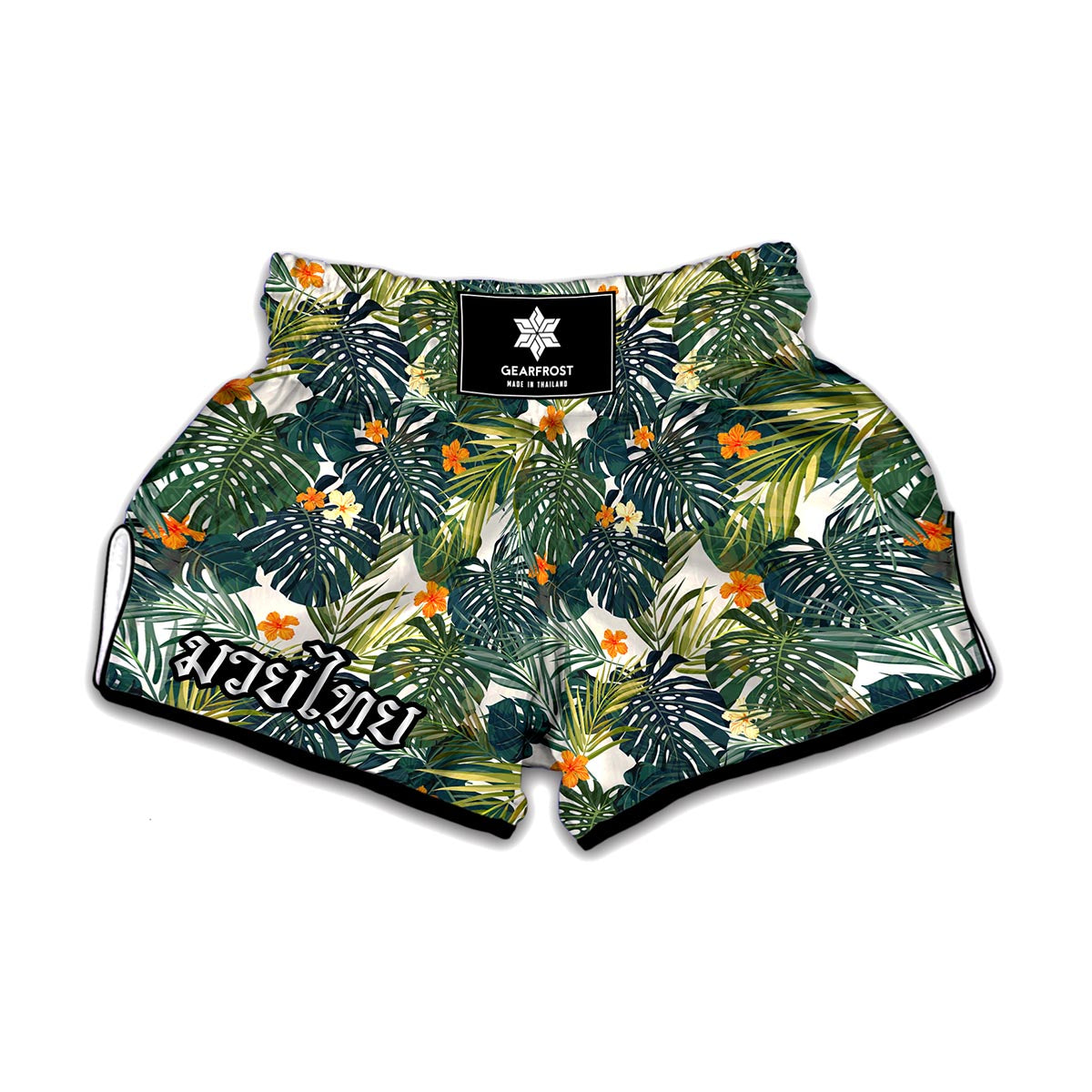 Summer Hawaiian Leaves Pattern Print Muay Thai Boxing Shorts