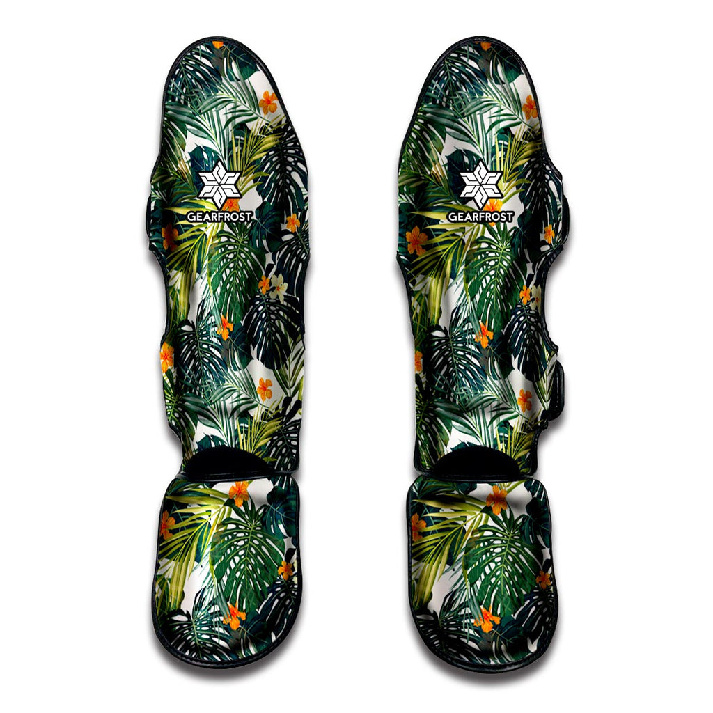 Summer Hawaiian Leaves Pattern Print Muay Thai Shin Guard