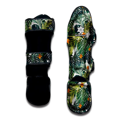 Summer Hawaiian Leaves Pattern Print Muay Thai Shin Guard