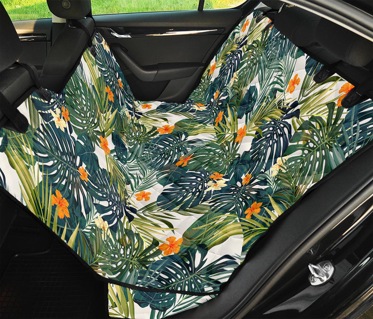 Summer Hawaiian Leaves Pattern Print Pet Car Back Seat Cover