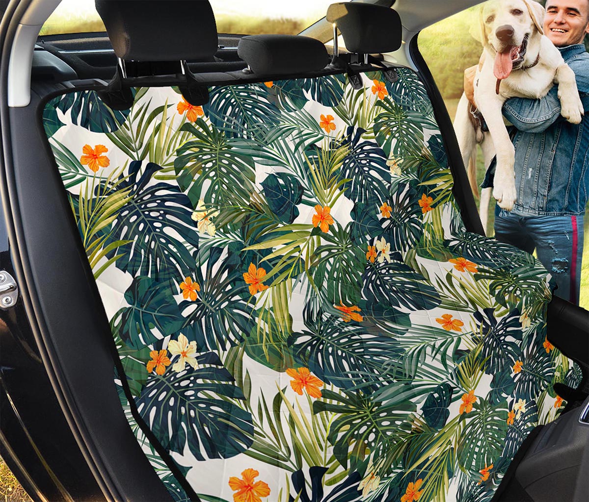 Summer Hawaiian Leaves Pattern Print Pet Car Back Seat Cover