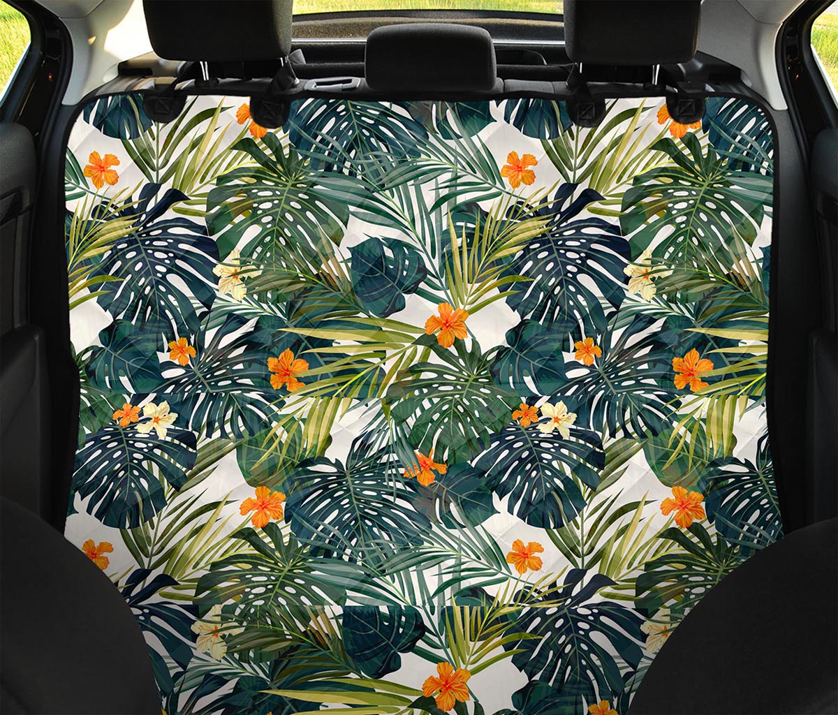 Summer Hawaiian Leaves Pattern Print Pet Car Back Seat Cover