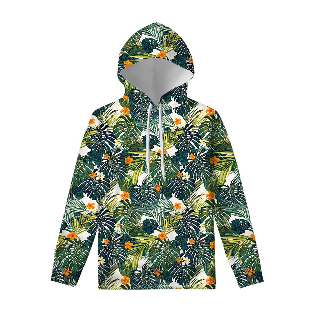 Summer Hawaiian Leaves Pattern Print Pullover Hoodie