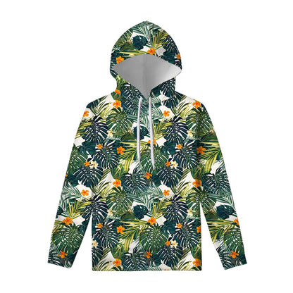 Summer Hawaiian Leaves Pattern Print Pullover Hoodie