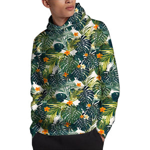 Summer Hawaiian Leaves Pattern Print Pullover Hoodie
