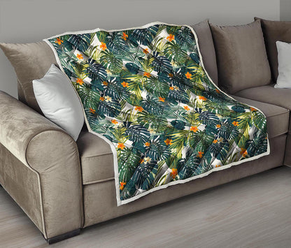 Summer Hawaiian Leaves Pattern Print Quilt