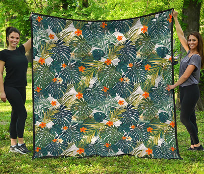 Summer Hawaiian Leaves Pattern Print Quilt