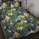 Summer Hawaiian Leaves Pattern Print Quilt Bed Set