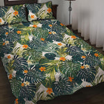 Summer Hawaiian Leaves Pattern Print Quilt Bed Set