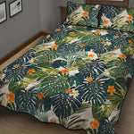 Summer Hawaiian Leaves Pattern Print Quilt Bed Set