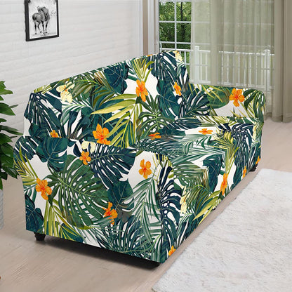 Summer Hawaiian Leaves Pattern Print Sofa Cover