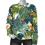 Summer Hawaiian Leaves Pattern Print Women's Crewneck Sweatshirt GearFrost