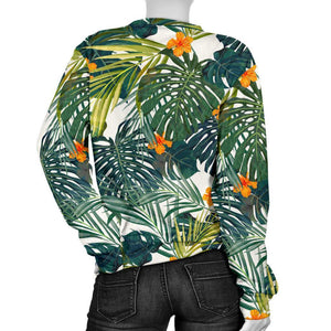 Summer Hawaiian Leaves Pattern Print Women's Crewneck Sweatshirt GearFrost