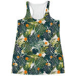 Summer Hawaiian Leaves Pattern Print Women's Racerback Tank Top