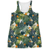 Summer Hawaiian Leaves Pattern Print Women's Racerback Tank Top