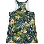 Summer Hawaiian Leaves Pattern Print Women's Racerback Tank Top