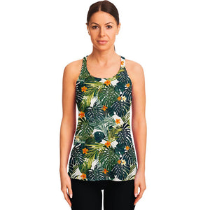 Summer Hawaiian Leaves Pattern Print Women's Racerback Tank Top