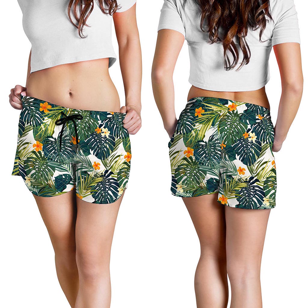 Summer Hawaiian Leaves Pattern Print Women's Shorts