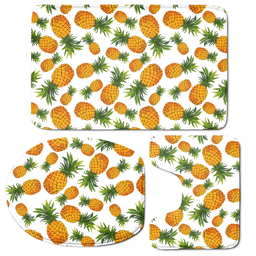 Summer Pineapple Pattern Print 3 Piece Bath Mat Set