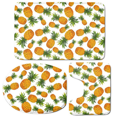 Summer Pineapple Pattern Print 3 Piece Bath Mat Set
