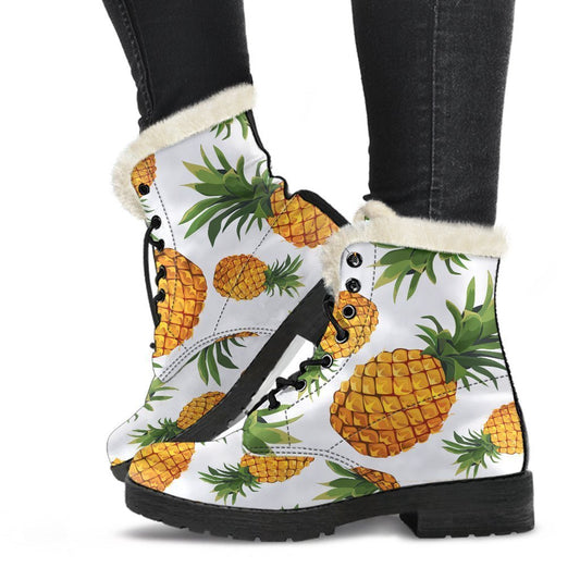 Summer Pineapple Pattern Print Comfy Boots GearFrost