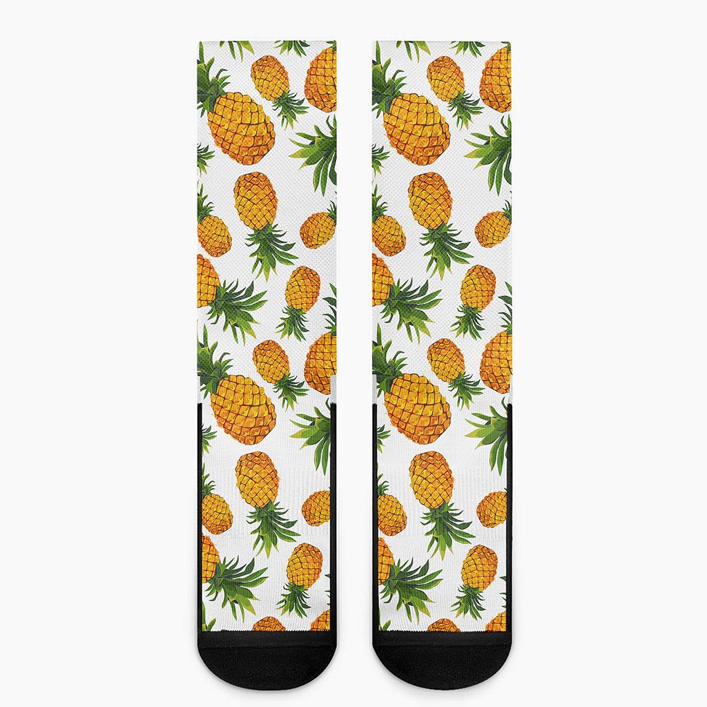 Summer Pineapple Pattern Print Crew Socks