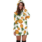 Summer Pineapple Pattern Print Hoodie Dress GearFrost