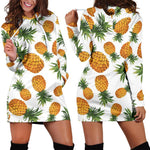 Summer Pineapple Pattern Print Hoodie Dress GearFrost