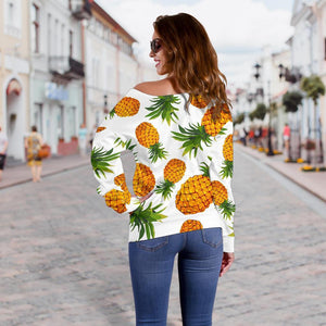 Summer Pineapple Pattern Print Off Shoulder Sweatshirt GearFrost