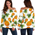 Summer Pineapple Pattern Print Off The Shoulder Sweatshirt