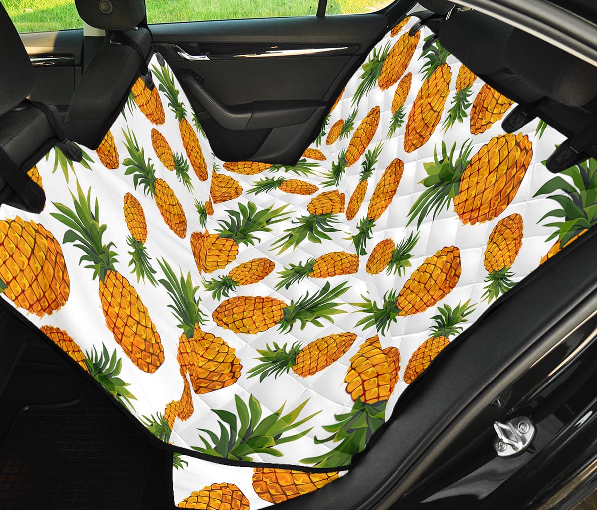 Summer Pineapple Pattern Print Pet Car Back Seat Cover