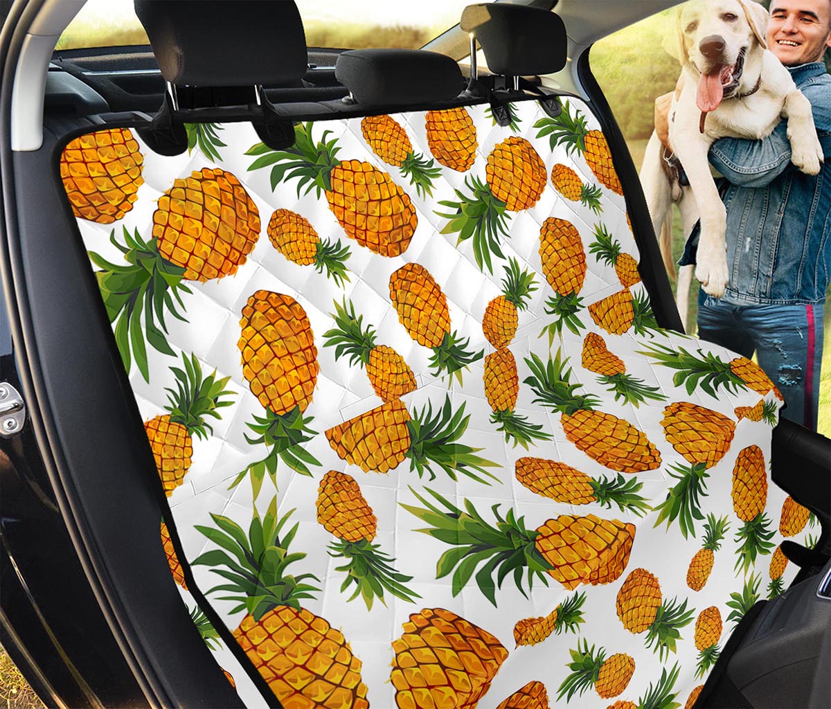 Summer Pineapple Pattern Print Pet Car Back Seat Cover