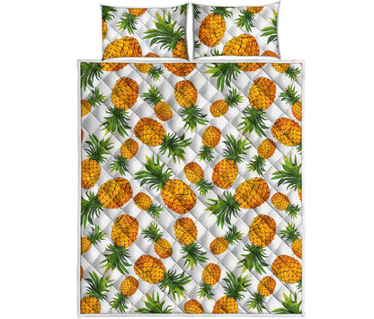 Summer Pineapple Pattern Print Quilt Bed Set