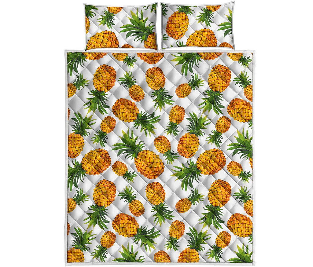 Summer Pineapple Pattern Print Quilt Bed Set