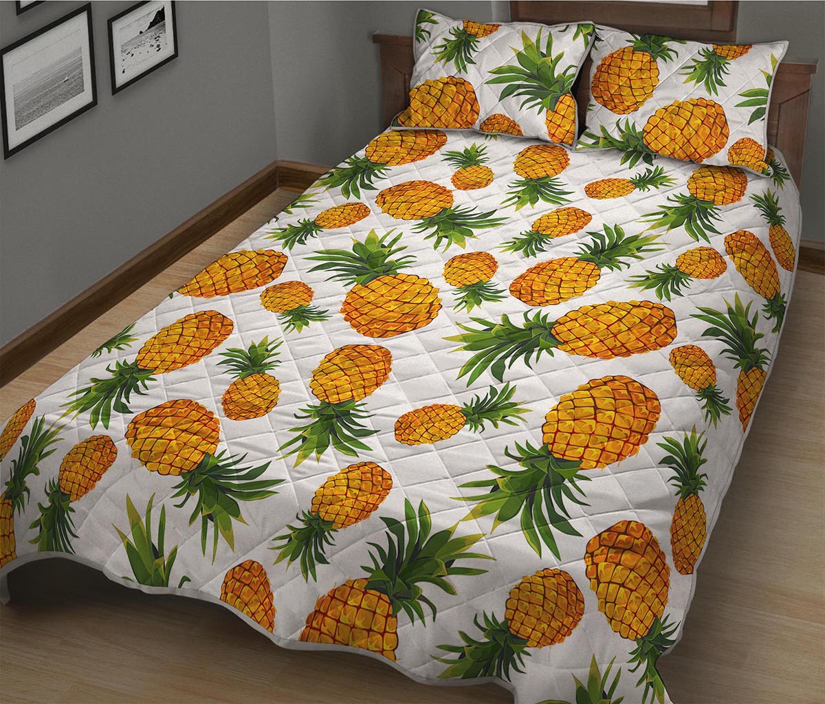 Summer Pineapple Pattern Print Quilt Bed Set