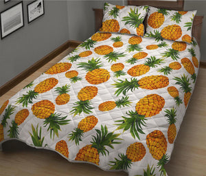 Summer Pineapple Pattern Print Quilt Bed Set