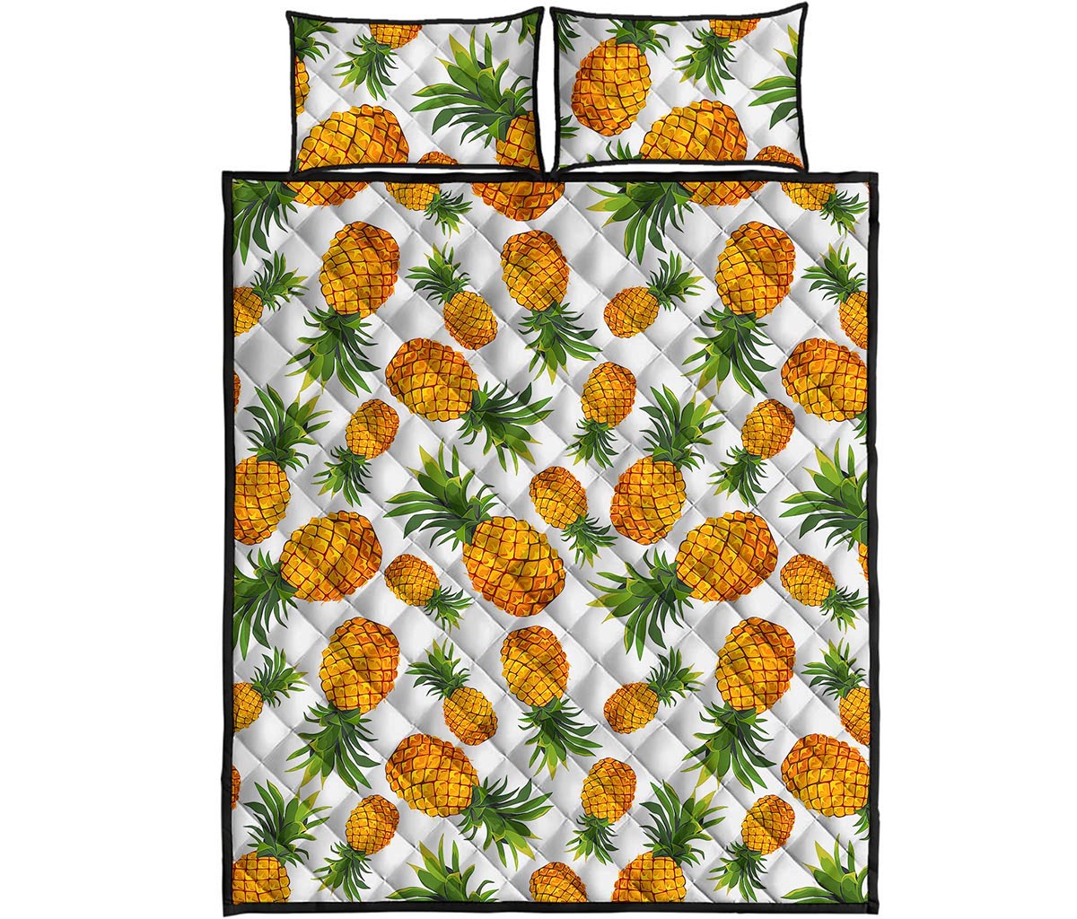 Summer Pineapple Pattern Print Quilt Bed Set