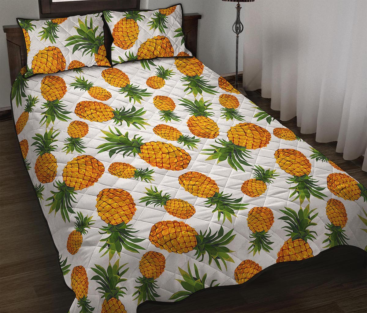 Summer Pineapple Pattern Print Quilt Bed Set