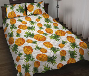 Summer Pineapple Pattern Print Quilt Bed Set