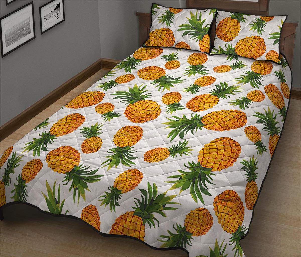 Summer Pineapple Pattern Print Quilt Bed Set