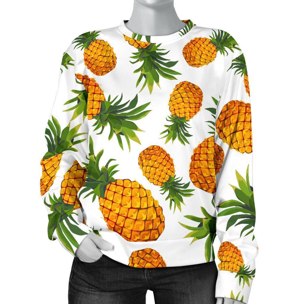 Summer Pineapple Pattern Print Women's Crewneck Sweatshirt GearFrost