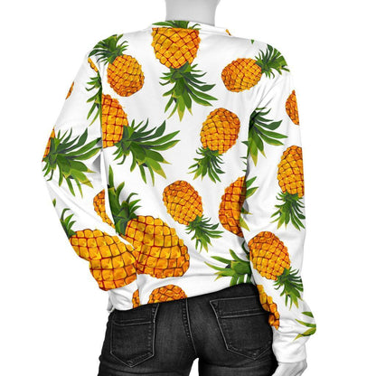 Summer Pineapple Pattern Print Women's Crewneck Sweatshirt GearFrost