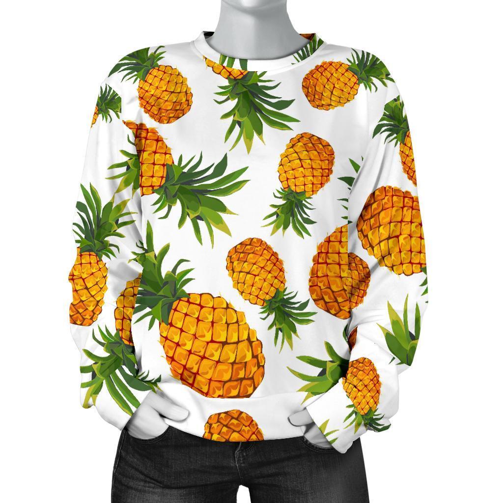 Summer Pineapple Pattern Print Women's Crewneck Sweatshirt GearFrost