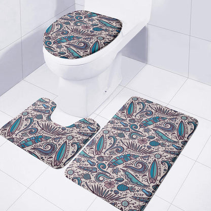 Summer Surfing Pattern Print 3 Piece Bath Mat Set