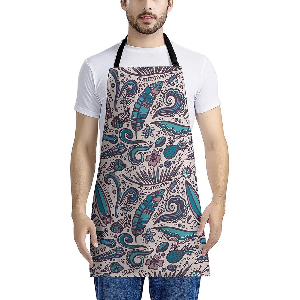 Summer Surfing Pattern Print Apron