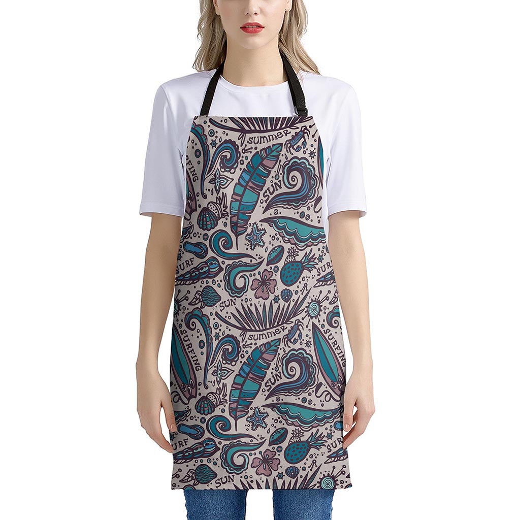 Summer Surfing Pattern Print Apron