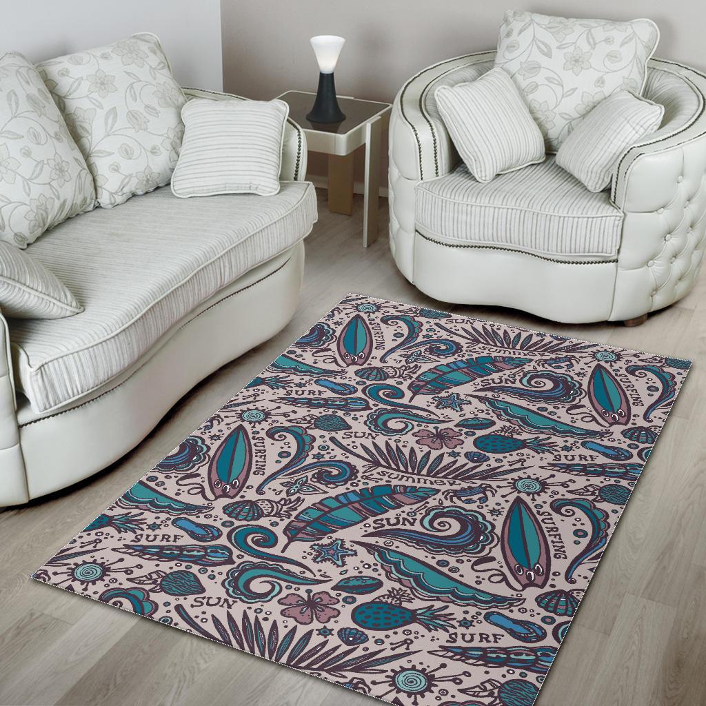 Summer Surfing Pattern Print Area Rug GearFrost