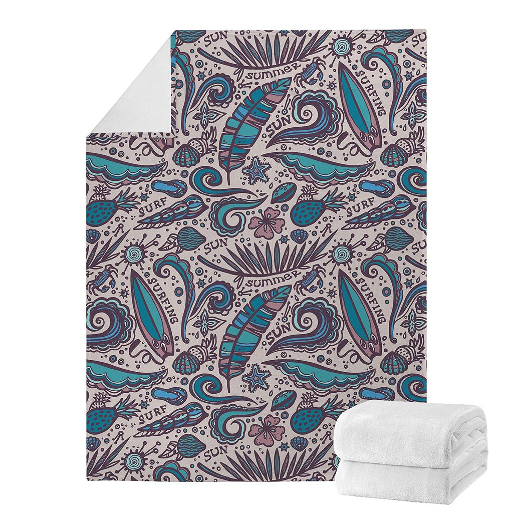 Summer Surfing Pattern Print Blanket