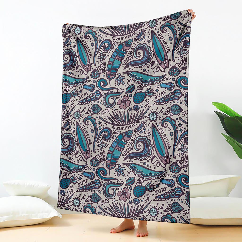 Summer Surfing Pattern Print Blanket